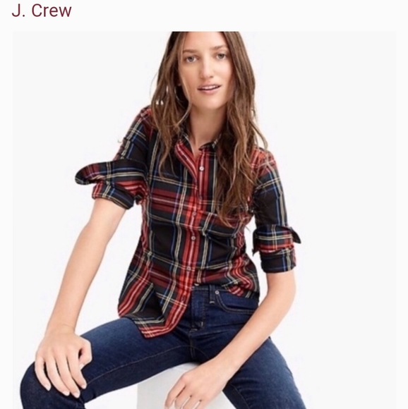 J. Crew Tops - J Crew Perfect Tartan Plaid Shirt